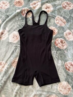 FP Movement by Free People Black Athletic Short Jumpsuit